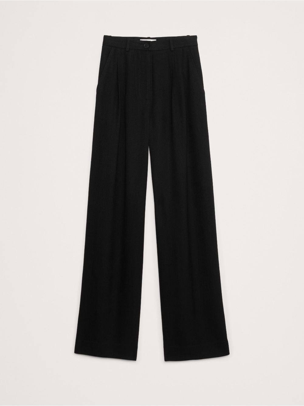 Banana Republic Black Wide-Leg Trousers in Drapey Twill